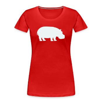 Blauer Hippo Silhouette - Frauen Premium Bio T-Shirt - Rot - Vorne - Mia (176cm)