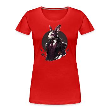 Hase mit Anzug - Frauen Premium Bio T-Shirt - Rot - Vorne - Mia (176cm)