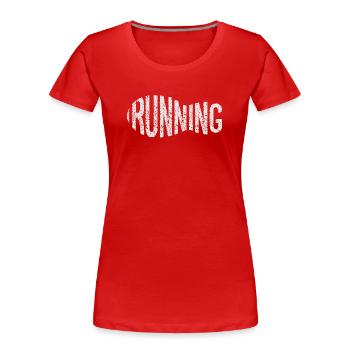 Rugged Run Distressed Wordmark Sneaker Fußabdruck - Frauen Premium Bio T-Shirt - Rot - Vorne - Mia (176cm)