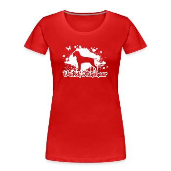 DEUTSCH STICHELHAAR Hunde Jagdhund Wilsigns - Frauen Premium Bio T-Shirt - Rot - Vorne - Mia (176cm)
