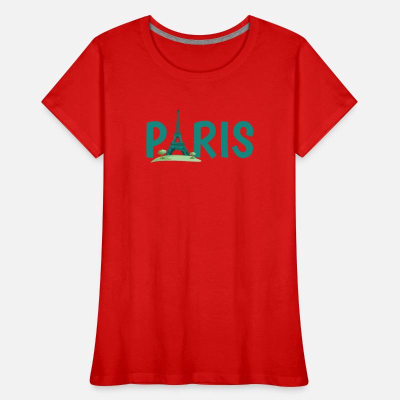 Paris Skyline with Eiffel Tower Illustration Women's Premium Organic T-Shirt