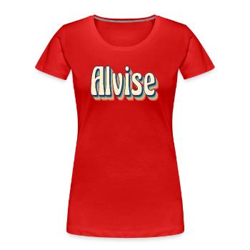 Alvise Retro T-Shirt Vintage T-Shirt Geschenkidee - Frauen Premium Bio T-Shirt - Rot - Vorne - Mia (176cm)