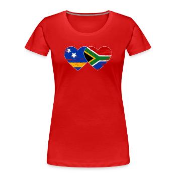 Curacao South Africa Flag Hands Heart Shape - Women's Premium Organic T-Shirt - red - Front - Mia (176cm)
