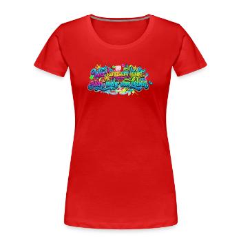 Wer langsam läuft sieht mehr vom Leben - Frauen Premium Bio T-Shirt - Rot - Vorne - Mia (176cm)