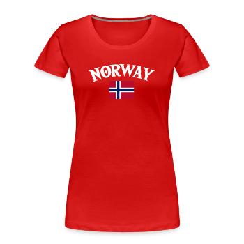Vacances en Norvège dans les fjords de Norge Voyage en Scandinavie - T-shirt bio Premium Femme - rouge - Devant - Mia (176cm)