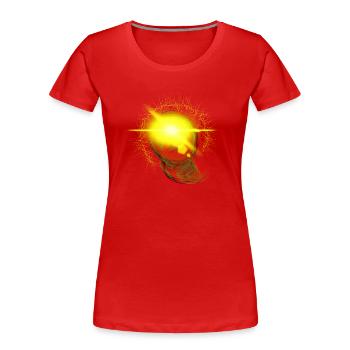 Lichtblitz neon kugelblitz abstrakt kunst - Frauen Premium Bio T-Shirt - Rot - Vorne - Mia (176cm)