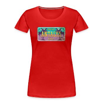 Antalya Türkei Beach Vintage Schild - Frauen Premium Bio T-Shirt - Rot - Vorne - Mia (176cm)