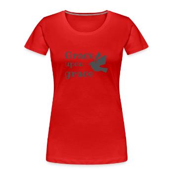 Conception chrétienne Grâce sur Grâce avec Colombe - T-shirt bio Premium Femme - rouge - Devant - Mia (176cm)
