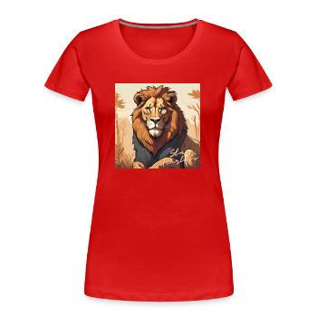 Restez intrépide - Lion Design - T-shirt bio Premium Femme - rouge - Devant - Mia (176cm)