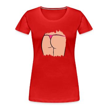 Femme cul drôle avec string - T-shirt bio Premium Femme - rouge - Devant - Mia (176cm)