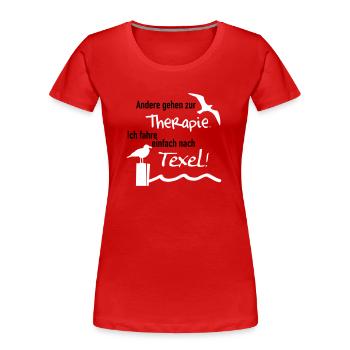 Therapie Texel - Frauen Premium Bio T-Shirt - Rot - Vorne - Mia (176cm)