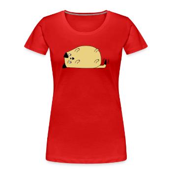 Hund schaut auf den Schwanz - Frauen Premium Bio T-Shirt - Rot - Vorne - Mia (176cm)