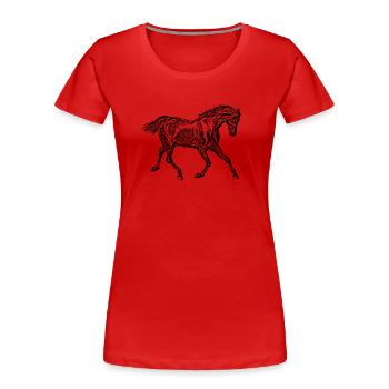 Cheval noir - T-shirt bio Premium Femme - rouge - Devant - Mia (176cm)