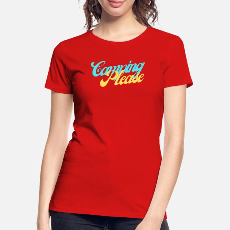 Camping Please Retro Script Frauen Premium Bio T-Shirt