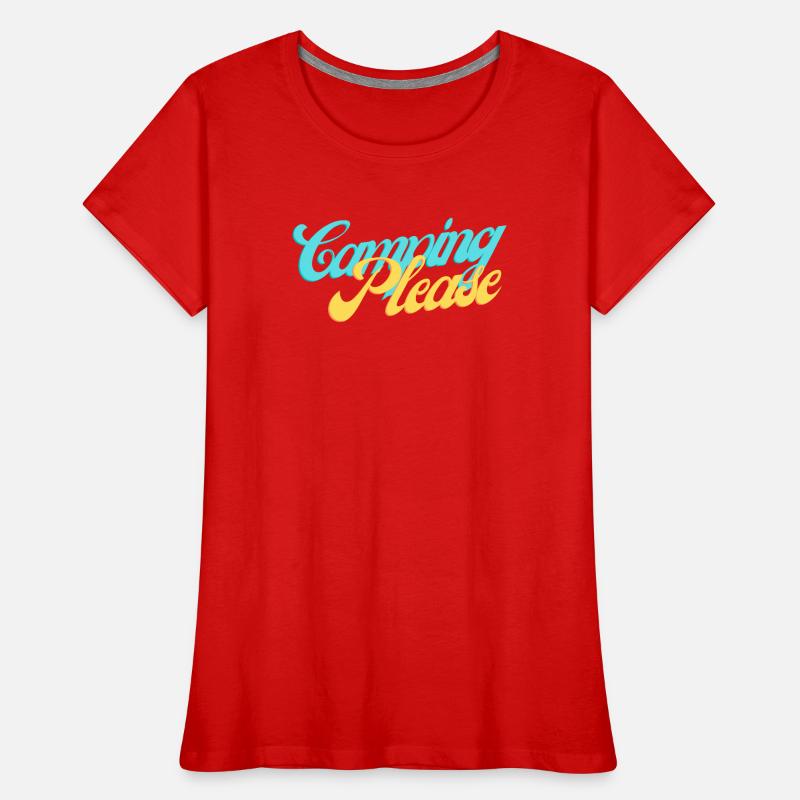 Camping Please Retro Script Frauen Premium Bio T-Shirt