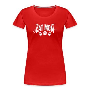 Lettrage des Pattes de Maman Chat - T-shirt bio Premium Femme - rouge - Devant - Mia (176cm)