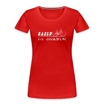 RADLN fia dWADLN - Cycling for the calves, rhyme - Women's Premium Organic T-Shirt - red - Front - Mia (176cm)
