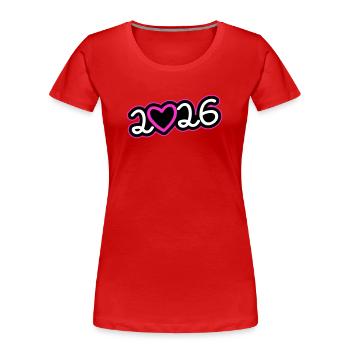2026 Heart - Women's Premium Organic T-Shirt - red - Front - Mia (176cm)