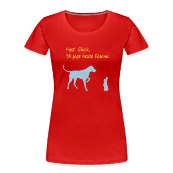 hund_jagt_fasane_neu_cb - Frauen Premium Bio T-Shirt - Rot - Vorne - Mia (176cm)