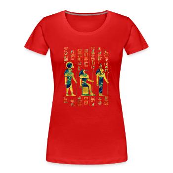 Egyptian Deities on hieroglyphics gold and marble - Women's Premium Organic T-Shirt - red - Front - Mia (176cm)