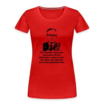 DDR Ossi Honecker disant drôle Wessi disant - T-shirt bio Premium Femme - rouge - Devant - Mia (176cm)