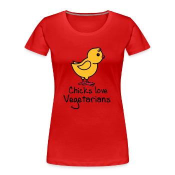 Vegetarier - Frauen Premium Bio T-Shirt - Rot - Vorne - Mia (176cm)