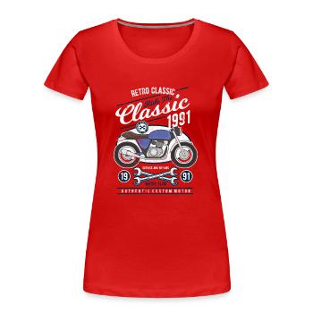 KLASSIK MOTORRAD BIKER RETRO RIDER VINTAGE MOTIVE - Frauen Premium Bio T-Shirt - Rot - Vorne - Mia (176cm)
