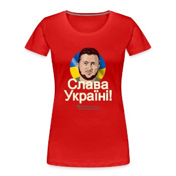 Slava Ukraini Ruhm der Ukraine - Frauen Premium Bio T-Shirt - Rot - Vorne - Mia (176cm)