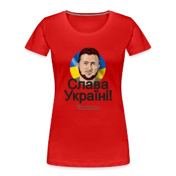 Zelenskyi Slava Ukraini - Women's Premium Organic T-Shirt - red - Front - Mia (176cm)