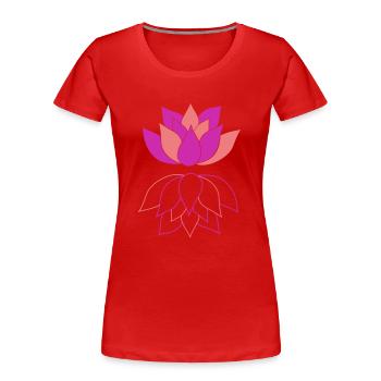 Lotus mit Spiegelbild - Frauen Premium Bio T-Shirt - Rot - Vorne - Mia (176cm)
