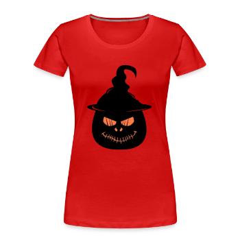 Visage de citrouille - T-shirt bio Premium Femme - rouge - Devant - Mia (176cm)