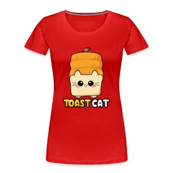Toast Cat Kitty Bread Cat Bread moodrush - Women's Premium Organic T-Shirt - red - Front - Mia (176cm)