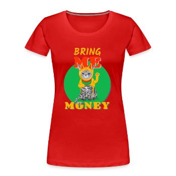 Katze Geld Winkekatze Winken Neujahr Asisatisch - Frauen Premium Bio T-Shirt - Rot - Vorne - Mia (176cm)