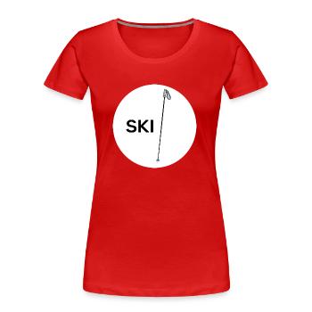 Skieur alpin poudreuse bâton de ski de neige - T-shirt bio Premium Femme - rouge - Devant - Mia (176cm)
