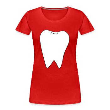 Dent blanche - T-shirt bio Premium Femme - rouge - Devant - Mia (176cm)
