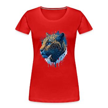 Leopard Raubkatze Illustration - Frauen Premium Bio T-Shirt - Rot - Vorne - Mia (176cm)