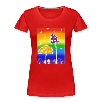 Mushrooms in the rain - Women's Premium Organic T-Shirt - red - Front - Mia (176cm)