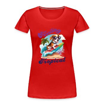 Feeling Tropical - Motif de chien beagle drôle mignon - T-shirt bio Premium Femme - rouge - Devant - Mia (176cm)