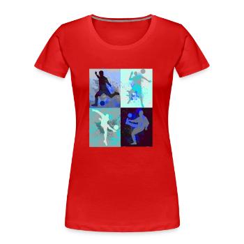 Fußball ,Fußballer , fußball,graffiti,bunt,blau - Frauen Premium Bio T-Shirt - Rot - Vorne - Mia (176cm)