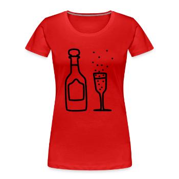 sekt mit glas 2 - Frauen Premium Bio T-Shirt - Rot - Vorne - Mia (176cm)