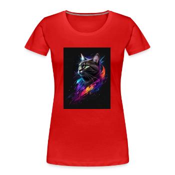 Galaxie de chat - T-shirt bio Premium Femme - rouge - Devant - Mia (176cm)