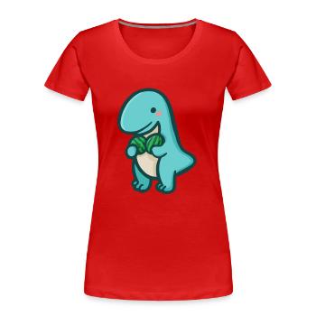 hugadino T-Rex mit Wassermelone, süßer Dinosaurier - Frauen Premium Bio T-Shirt - Rot - Vorne - Mia (176cm)