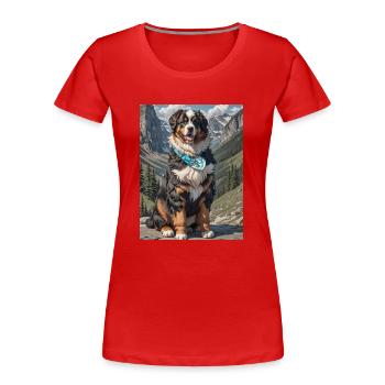 Bernese Mountain Dog puppy - Women's Premium Organic T-Shirt - red - Front - Mia (176cm)