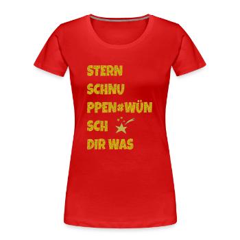 sternschnuppen wünsch dir was - Frauen Premium Bio T-Shirt - Rot - Vorne - Mia (176cm)