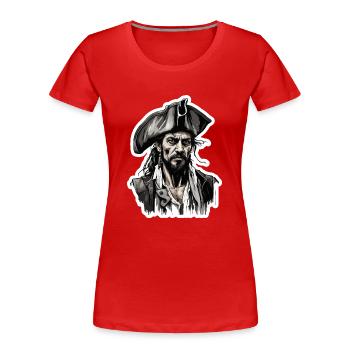 Pirat / Ahoi / Anker / Kapitän / Totenkopf / Rum - Frauen Premium Bio T-Shirt - Rot - Vorne - Mia (176cm)