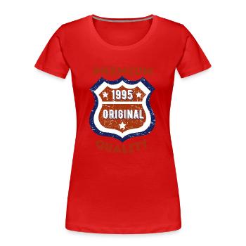 Qualité premium 1995 - T-shirt bio Premium Femme - rouge - Devant - Mia (176cm)