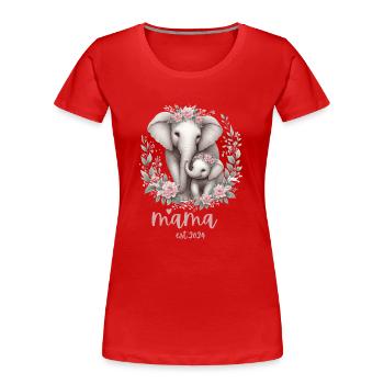 Mama 2024 Elephant Floral Wreath Celebration - Women's Premium Organic T-Shirt - red - Front - Mia (176cm)
