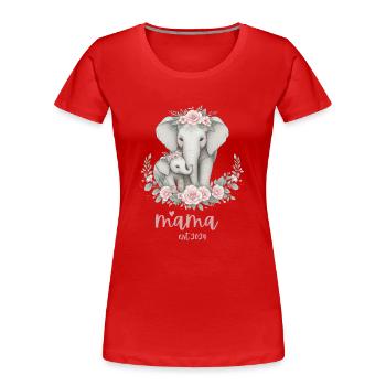Mama 2024 Elephant Floral Wreath Celebration - Women's Premium Organic T-Shirt - red - Front - Mia (176cm)