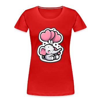 Süsses Elefantenbaby mit Herz Ballon Elefantenmama - Frauen Premium Bio T-Shirt - Rot - Vorne - Mia (176cm)