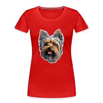 Yorkshire Terrier Kopf - Frauen Premium Bio T-Shirt - Rot - Vorne - Mia (176cm)